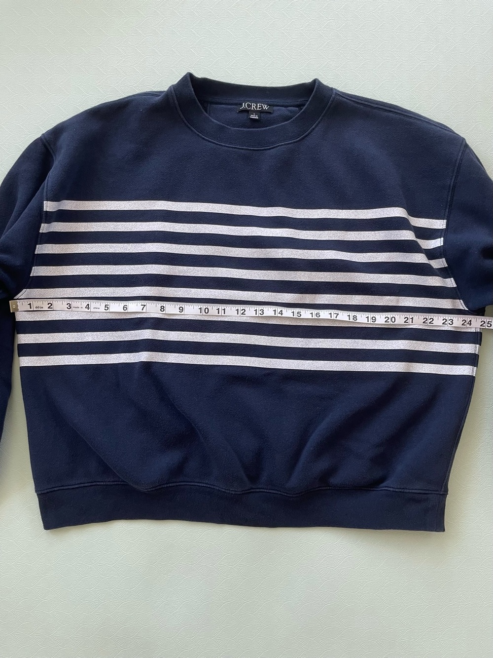 J. Crew Women’s Navy Stripe Crewneck Sweatshirt - Picture 7 of 8